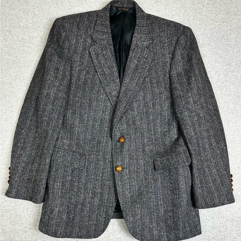 Vtg Trotters Club Blazer Mens 42 Wool Tweed Herringbone‎ Unstructured Jacket 90s